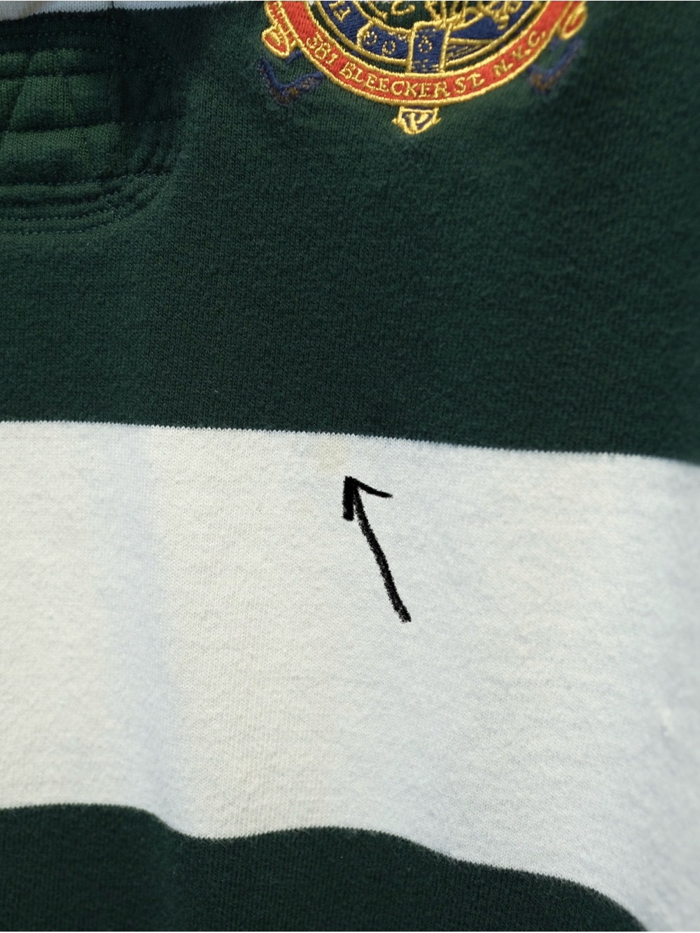 Polo Ralph Lauren Rugby Shirt Men L Green White Embroidered Crest Sailing Preppy - Picture 10 of 11